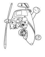 A coloring page of postman pat